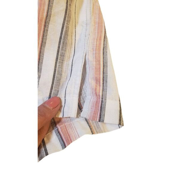 NWT Tasso Ella Island XL 100% Cotton White Orange Tan Striped Button Front Shirt - Picture 9 of 16